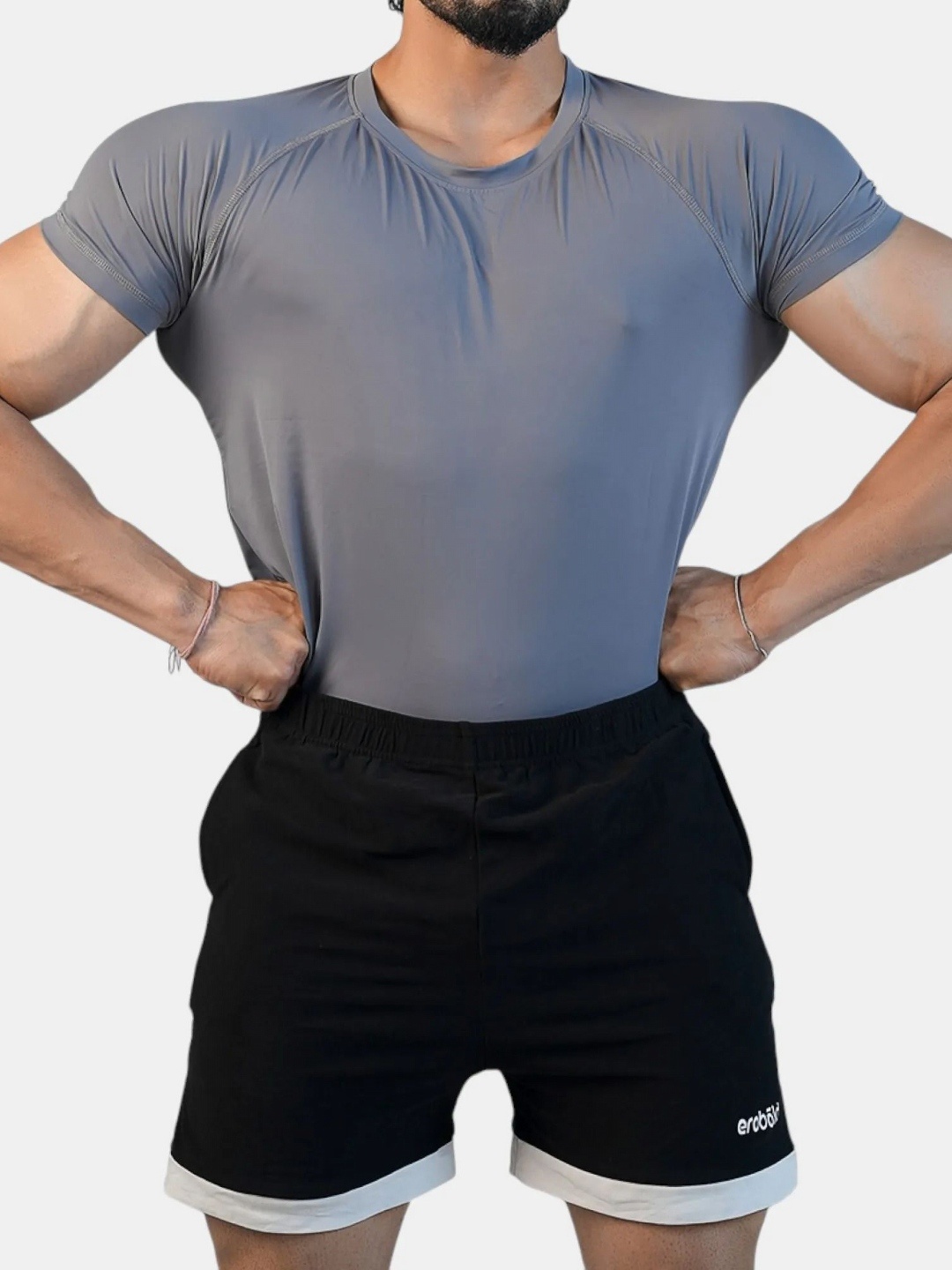

EROBOLD Men Solid Round Neck Compression T-shirt, Grey