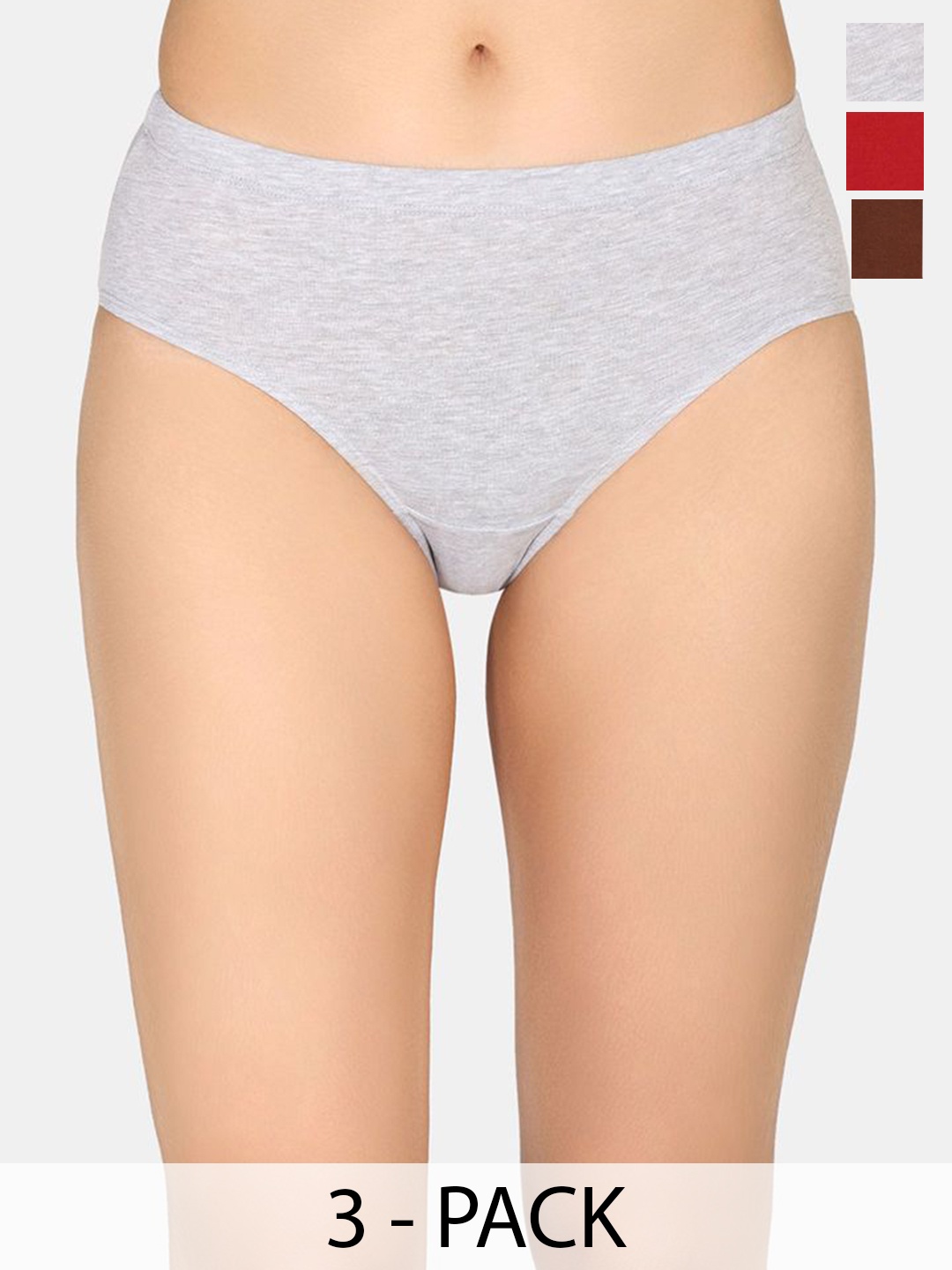 

Zivame Women Pack Of 3 Hipster Briefs, Grey