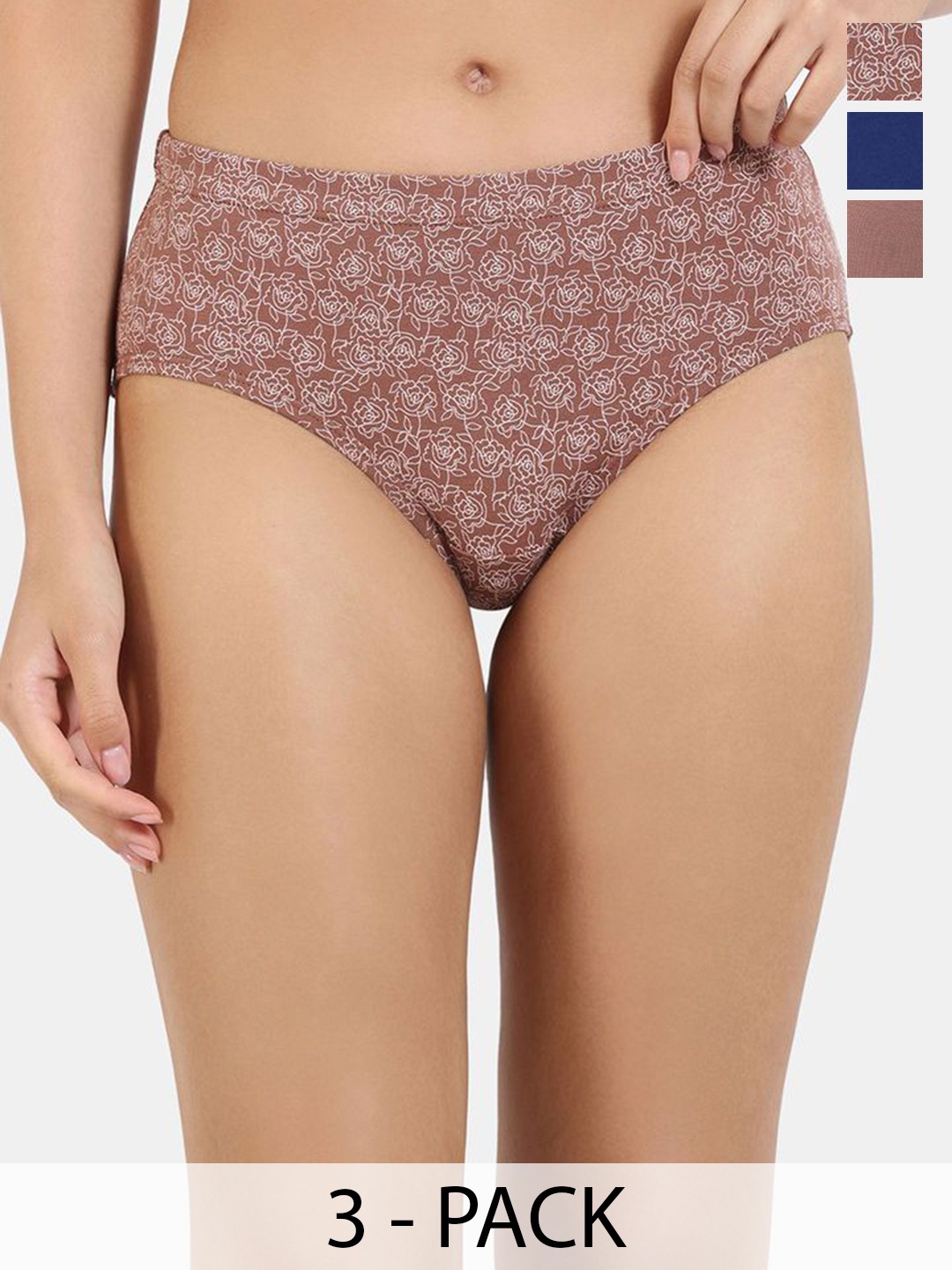 

Zivame Women Pack Of 3 Mid Rise Hipster Briefs, Blue