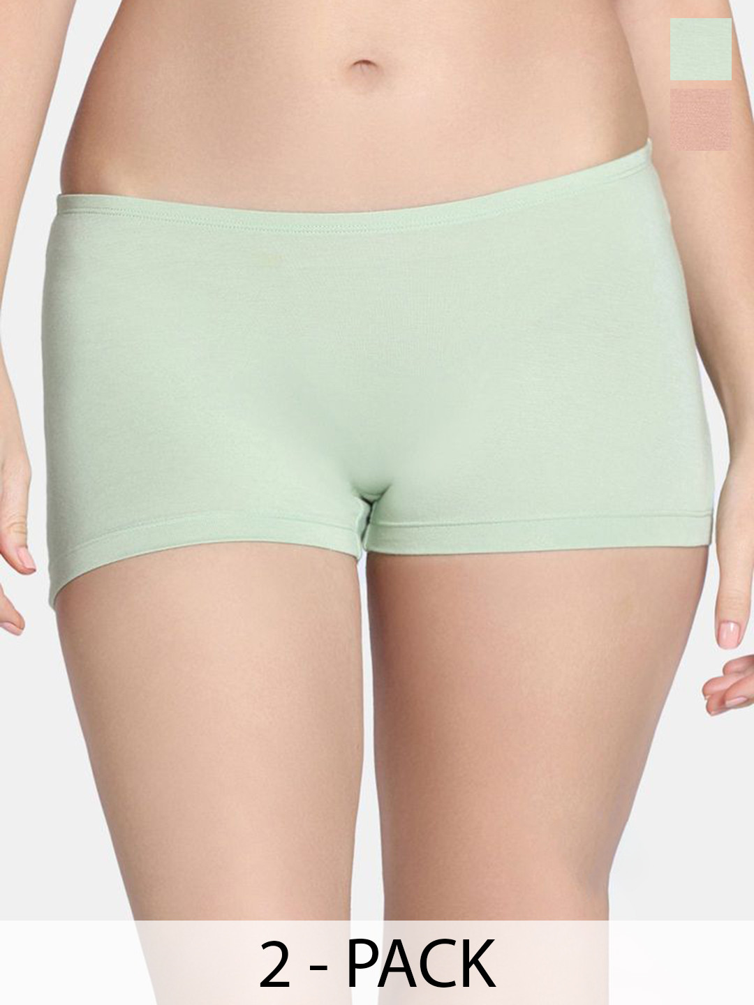 

Zivame Women Pack Of 2 Boy Shorts Briefs ZI28BZ-Roeb L Green