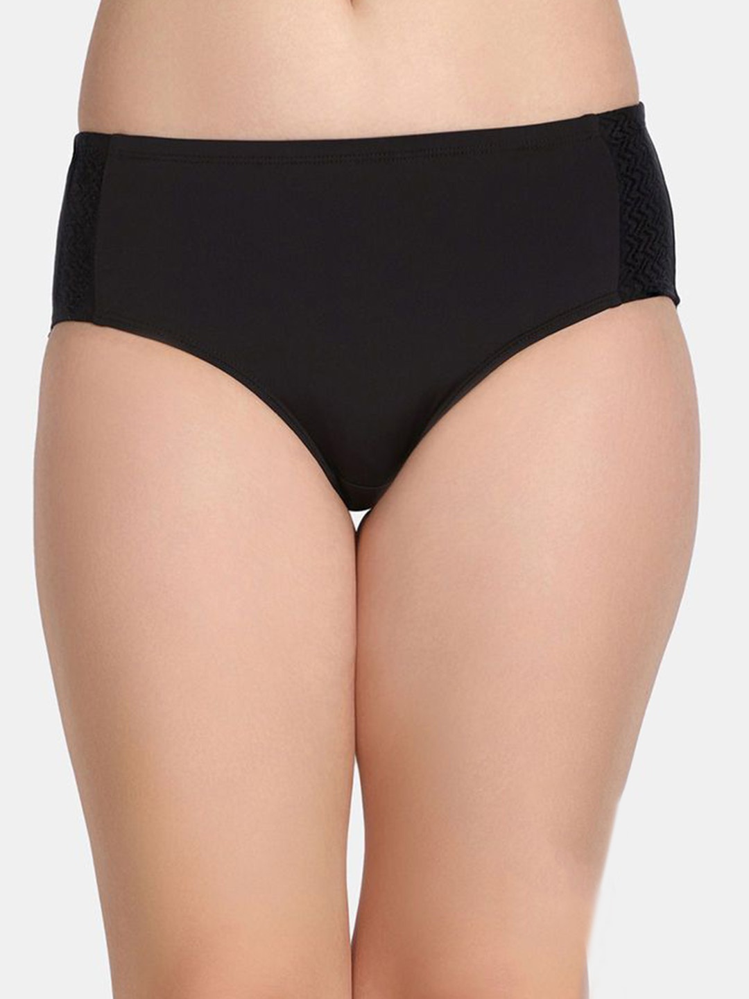 

Zivame Women Solid Seamless Hipster Briefs, Black