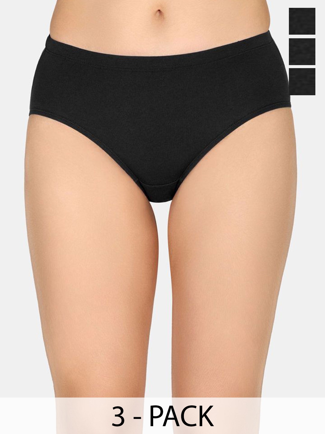 Zivame Women Pack Of 3 Hipster Briefs, Black