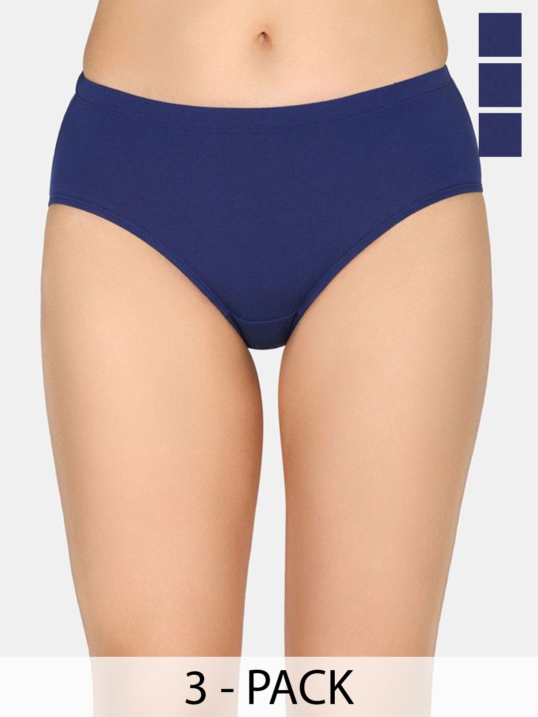 

Zivame Women Pack Of 3 Mid-Rise Hipster Briefs, Blue