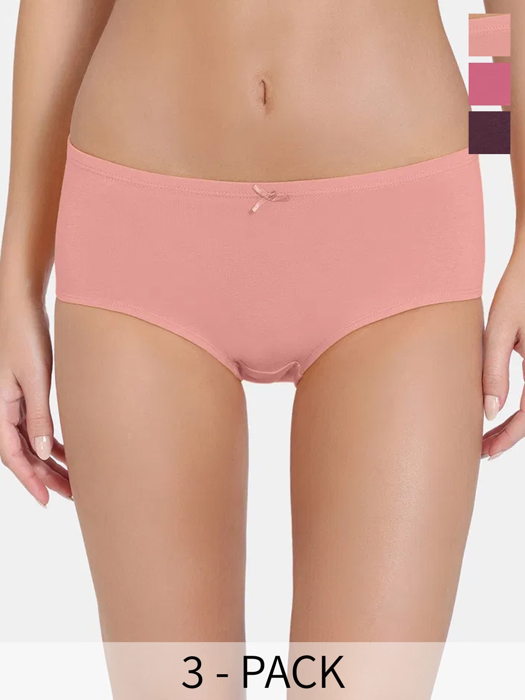 

Zivame Women Pack Of 2 Hipster Briefs ZI2869-Fig Rapture rose Coral Almond, Nude