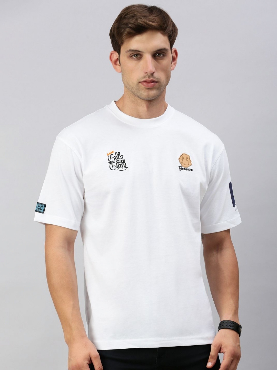 

Classic Polo Men Typography Printed Round Neck Cotton Relaxed Fit T-shirt, White