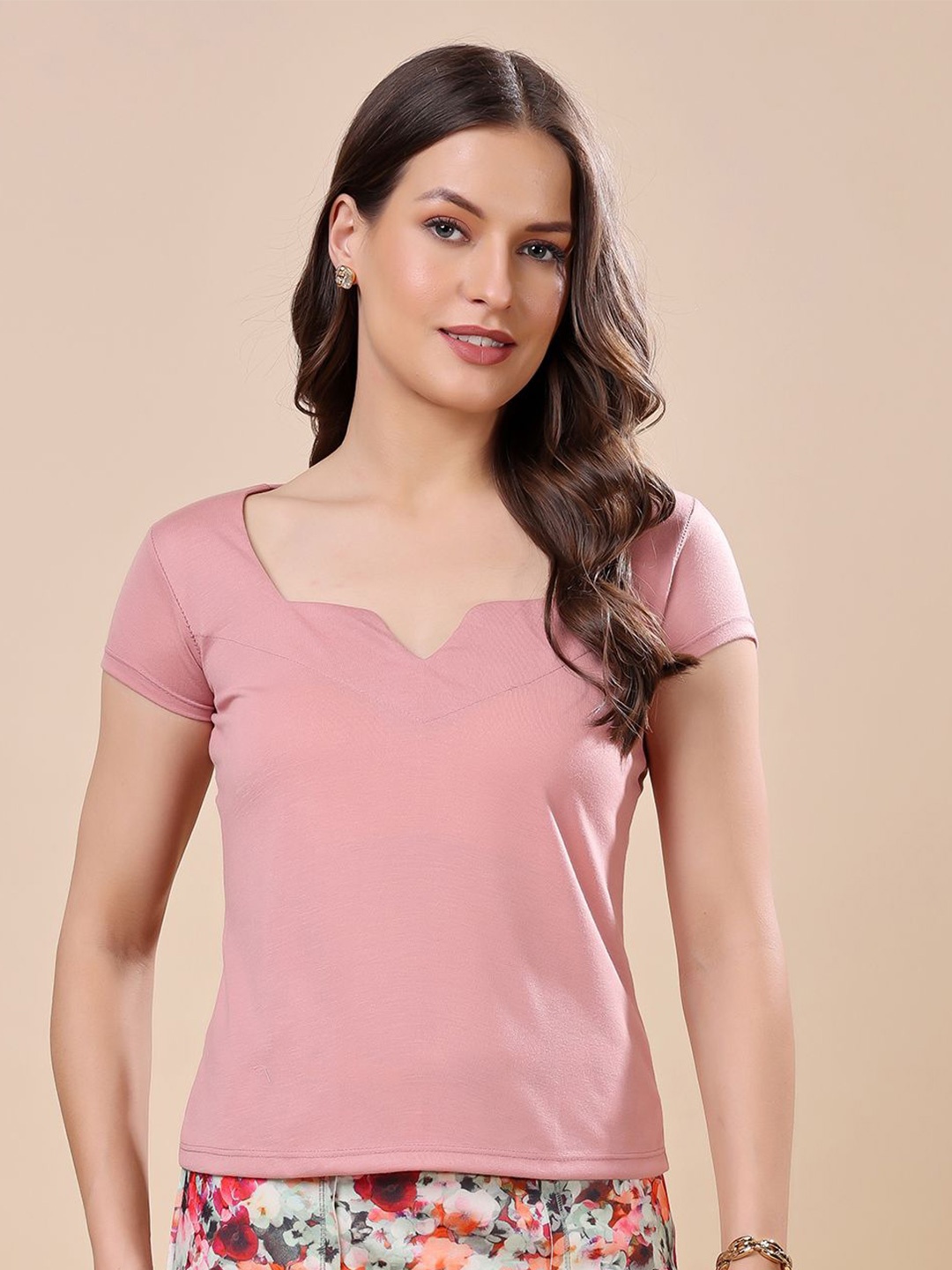 

Cation Women Short Sleeves Cotton Top, Pink