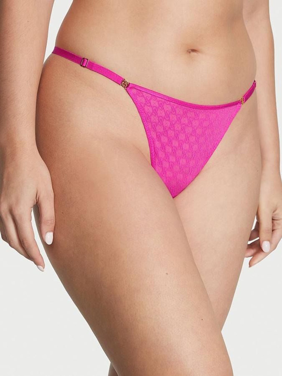 

Victoria's Secret Women Lace Adjustable String Thong Brief, Pink