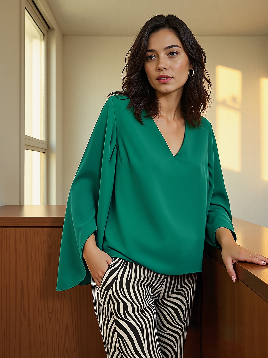 

H&M Assymetric Kimono Top, Green