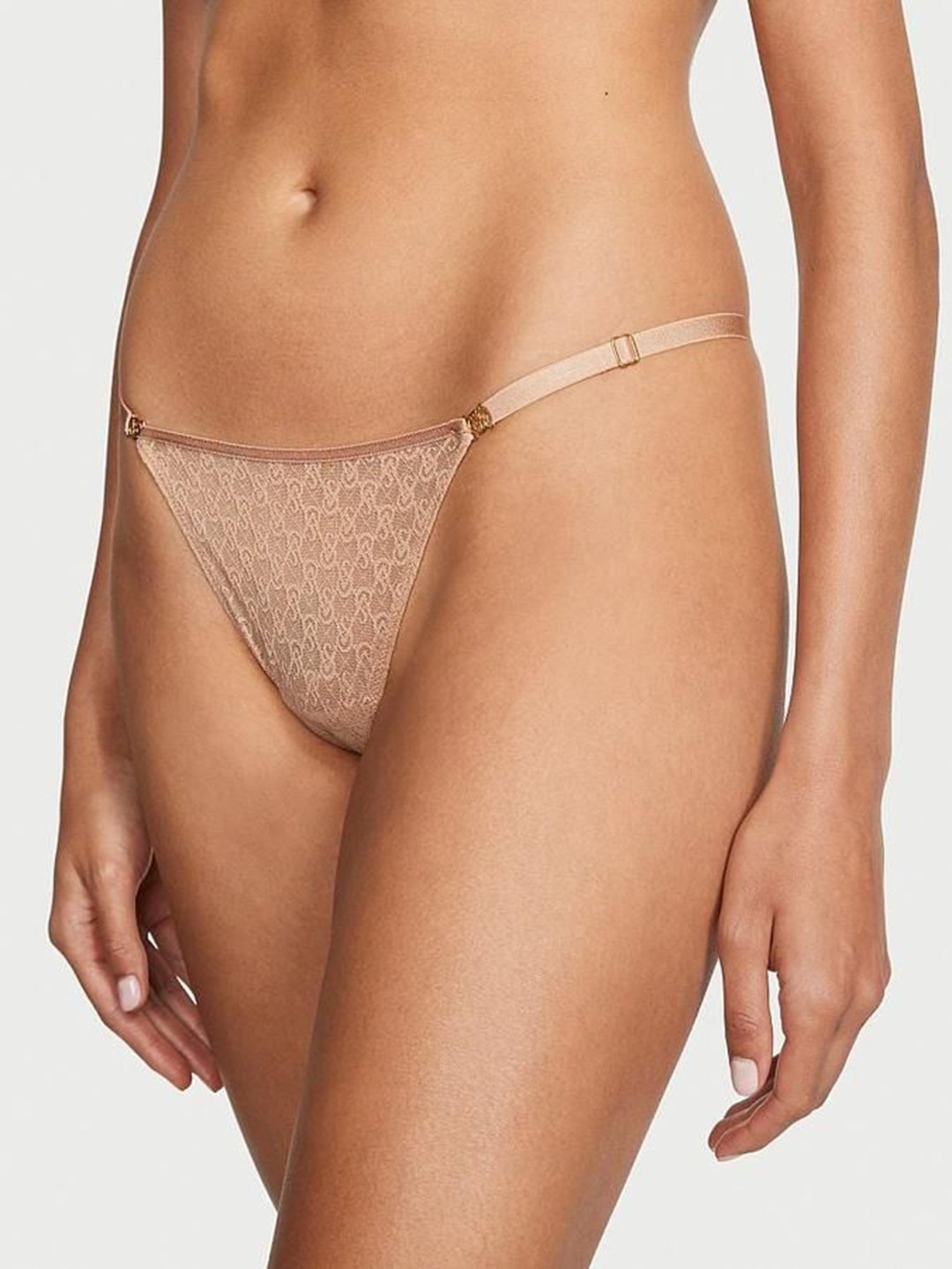 

Victoria's Secret Women Very Sexy Icon Adjustable String Thong Panty, Beige