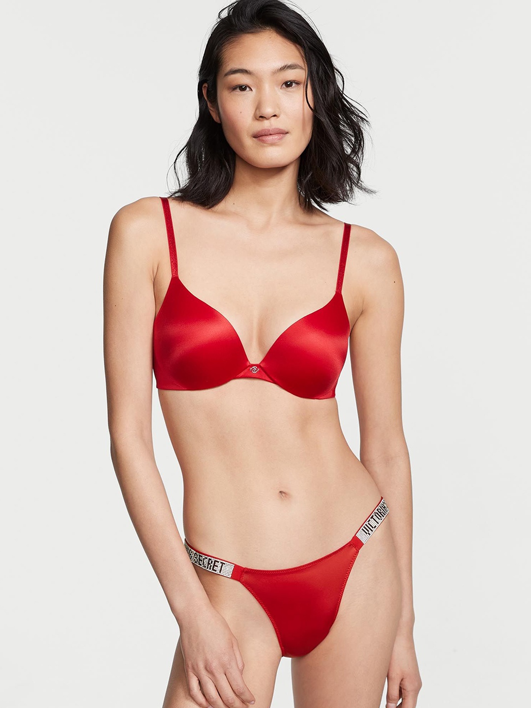 

Victoria's Secret Women Low-Rise Shine Strap Cheeky Bikini Brief, Red