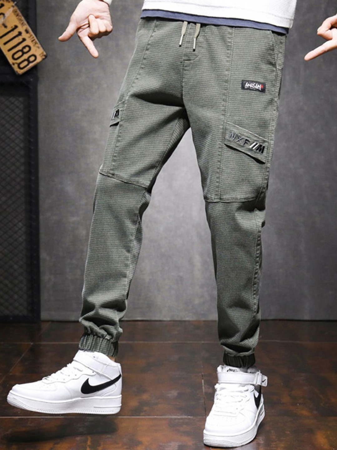 

StyleCast Men Stretched Slim Fit Joggers With Drawstring, Green