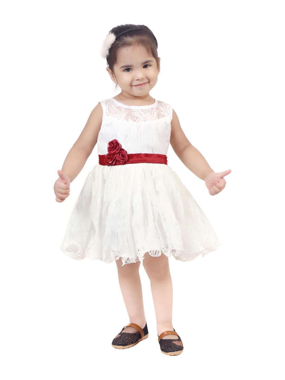 

ARJ COLLECTION Floral Fit & Flare Mini Dress, White