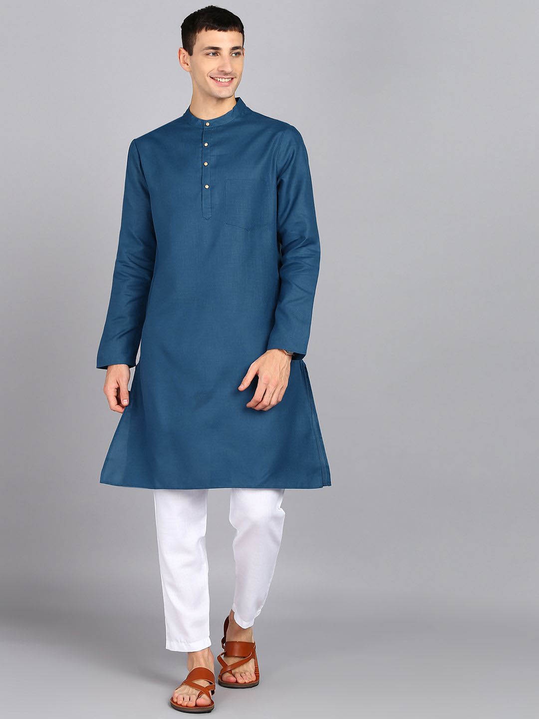 

HERE&NOW Men Regular Kurta with Pyjamas, Blue