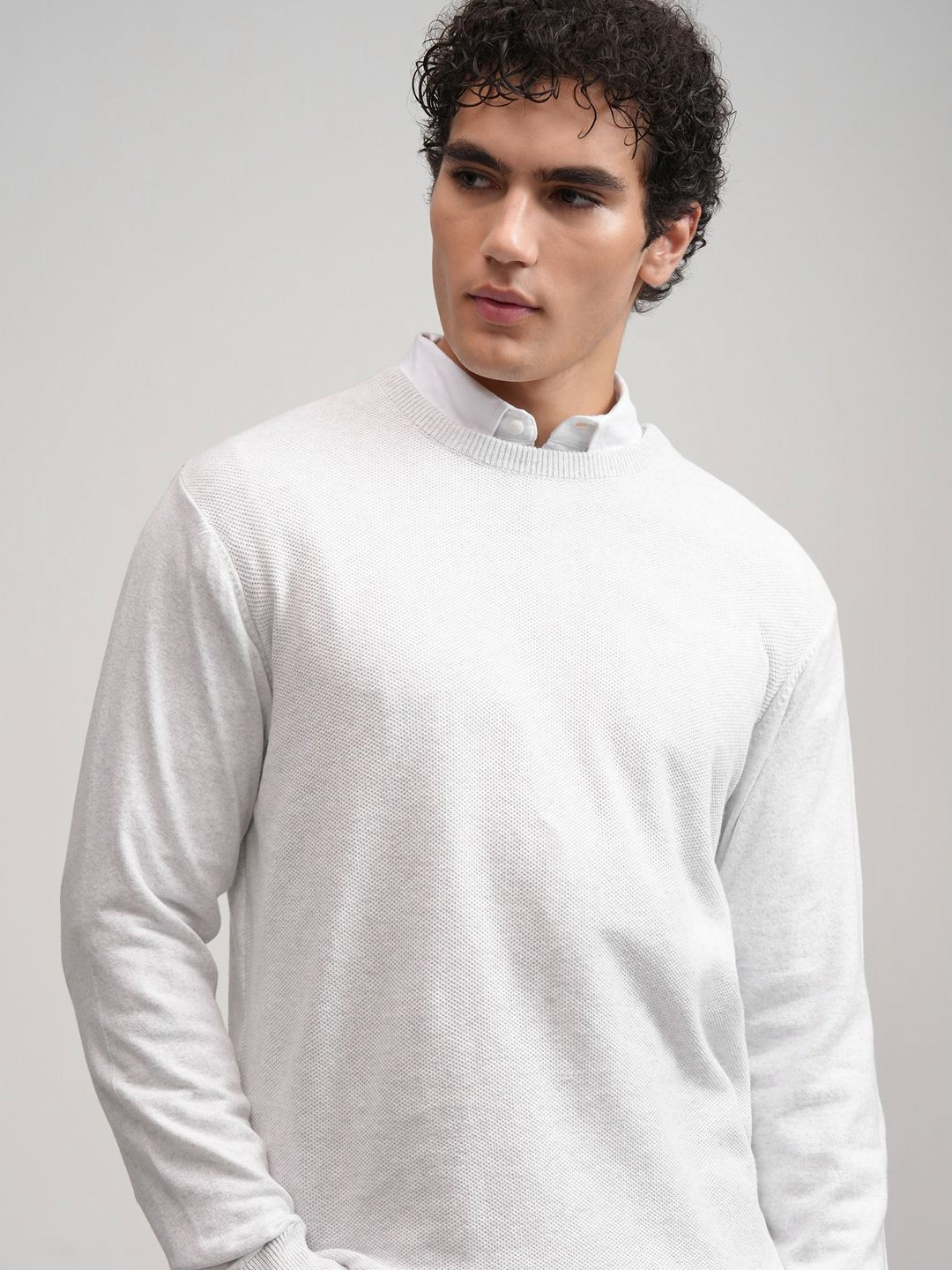 

HIGHLANDER Men Round Neck Solid Cotton Sweatshirts, White