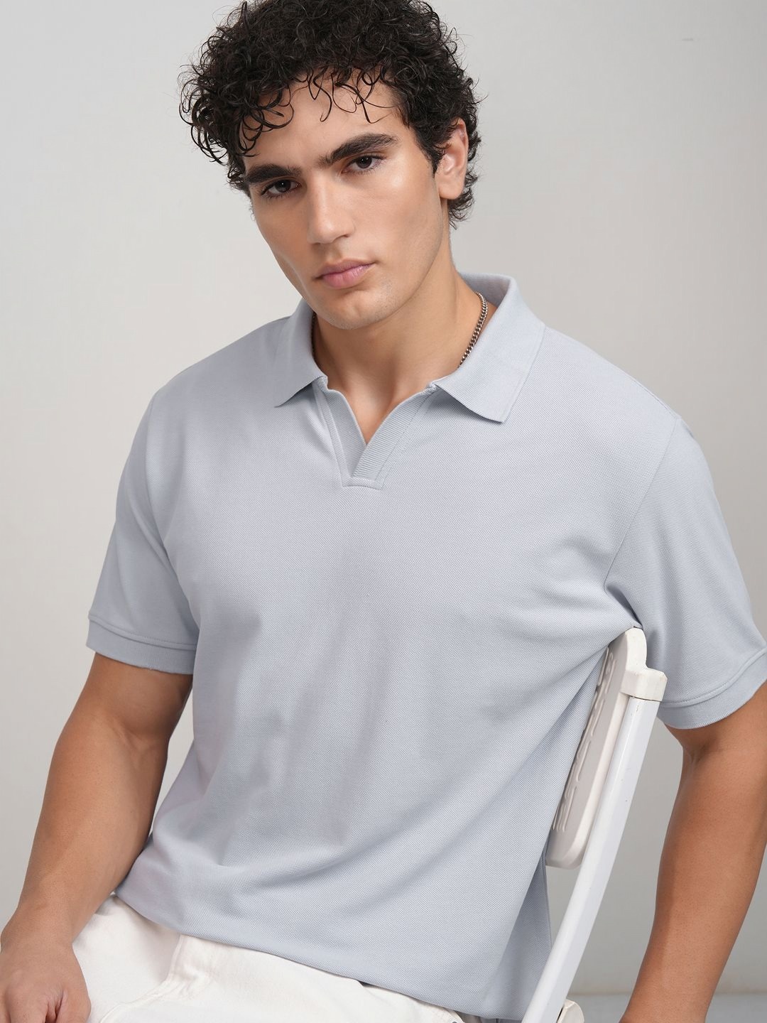 

HIGHLANDER Men Polo Collar Relaxed T-Shirt, Grey