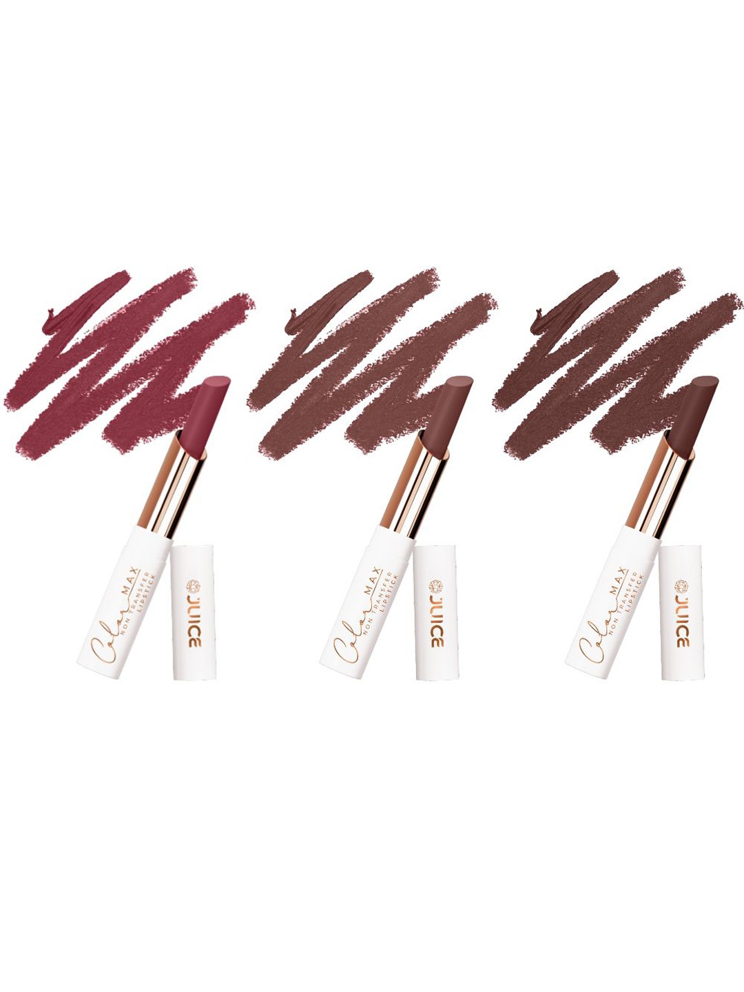 

JUICE Set Of 3 Color Max Non Transfer Lipstick- Shade- M01- M11- M12, Brown