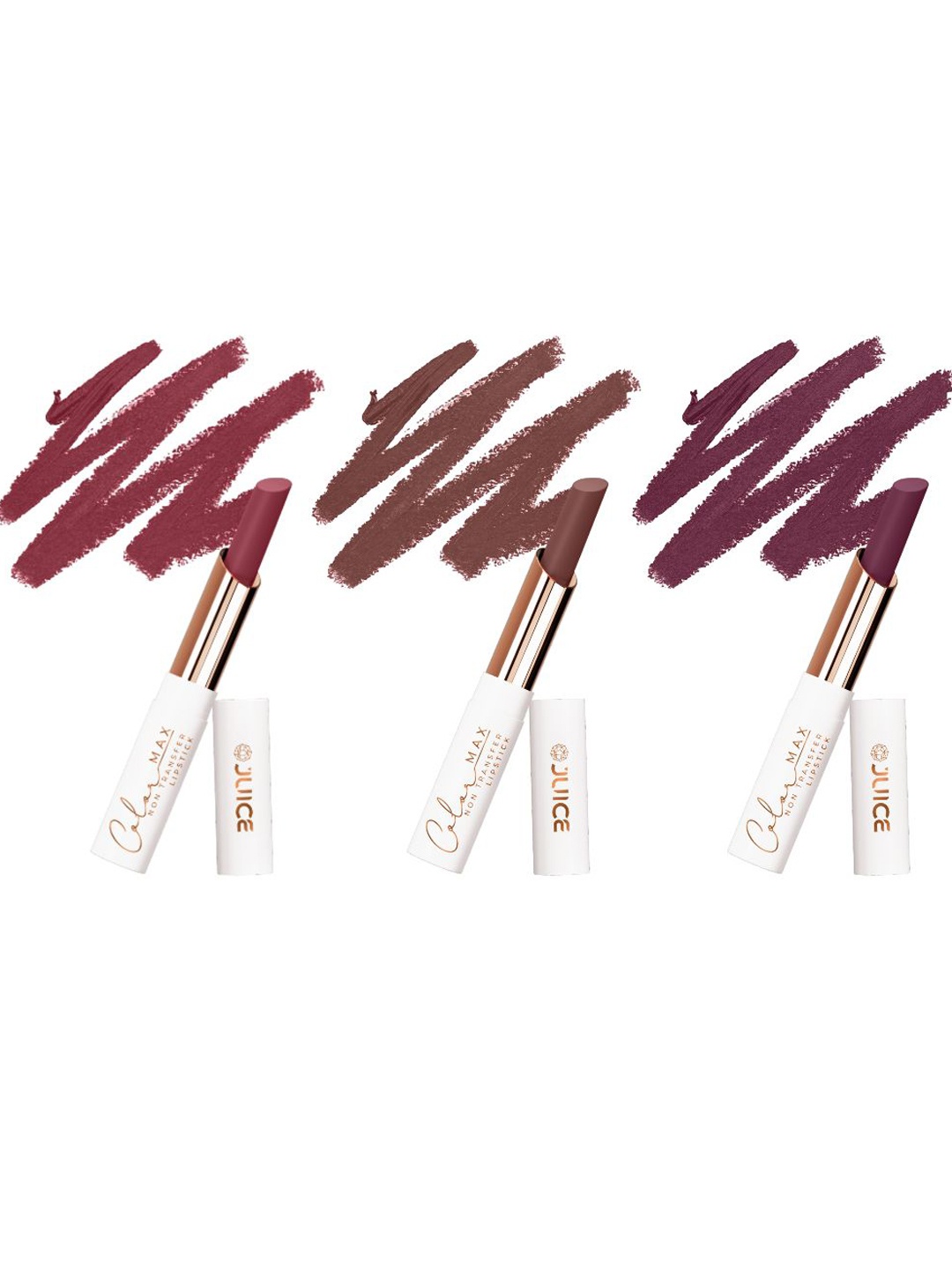 

JUICE Set Of 3 Color Max Non Transfer Lipstick- Shade- M01- M12- M13, Purple