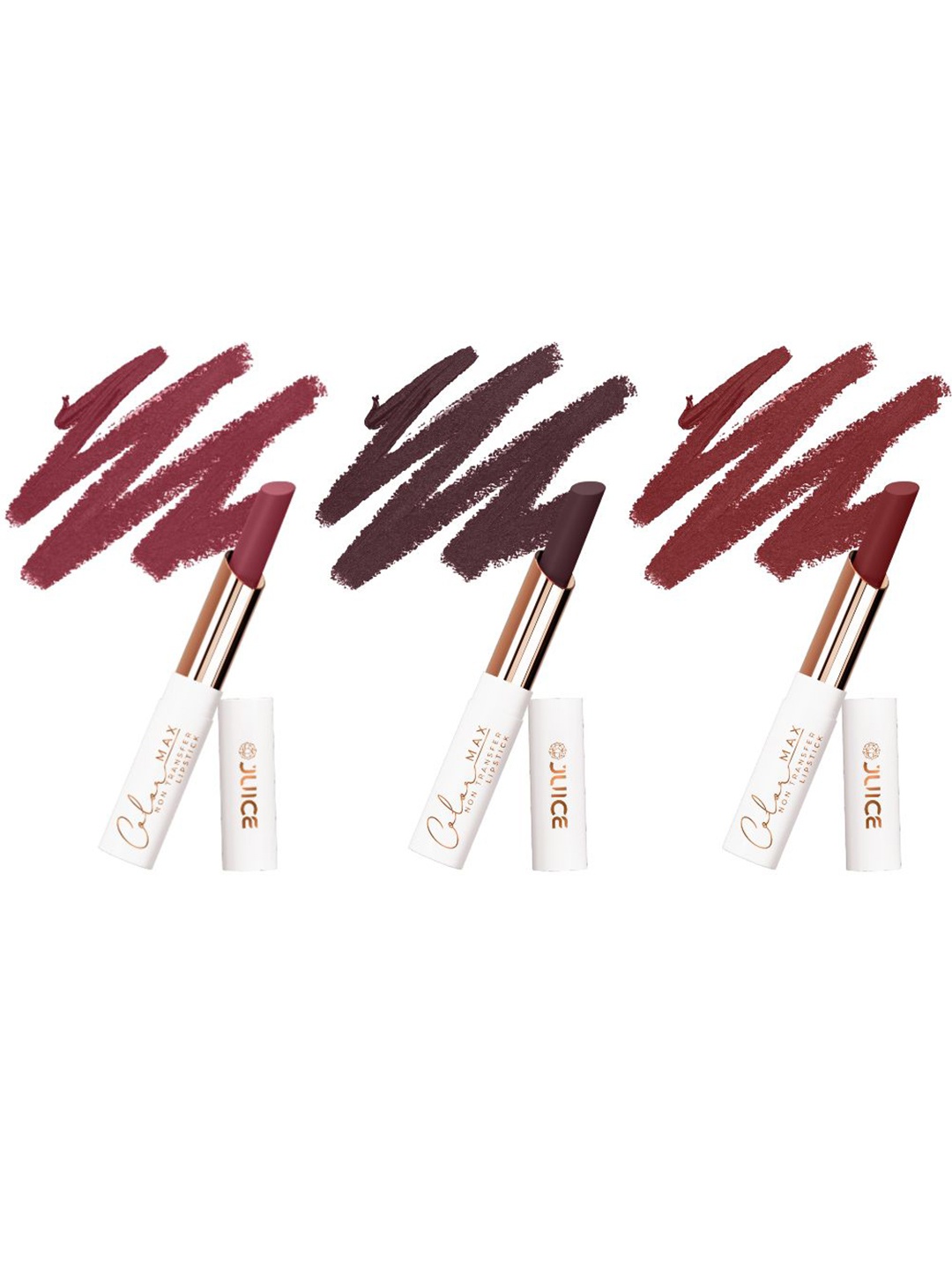 

JUICE Set Of 3 Color Max Non Transfer Lipstick- 2.3 g- Shade- M01- M08- M09, Red