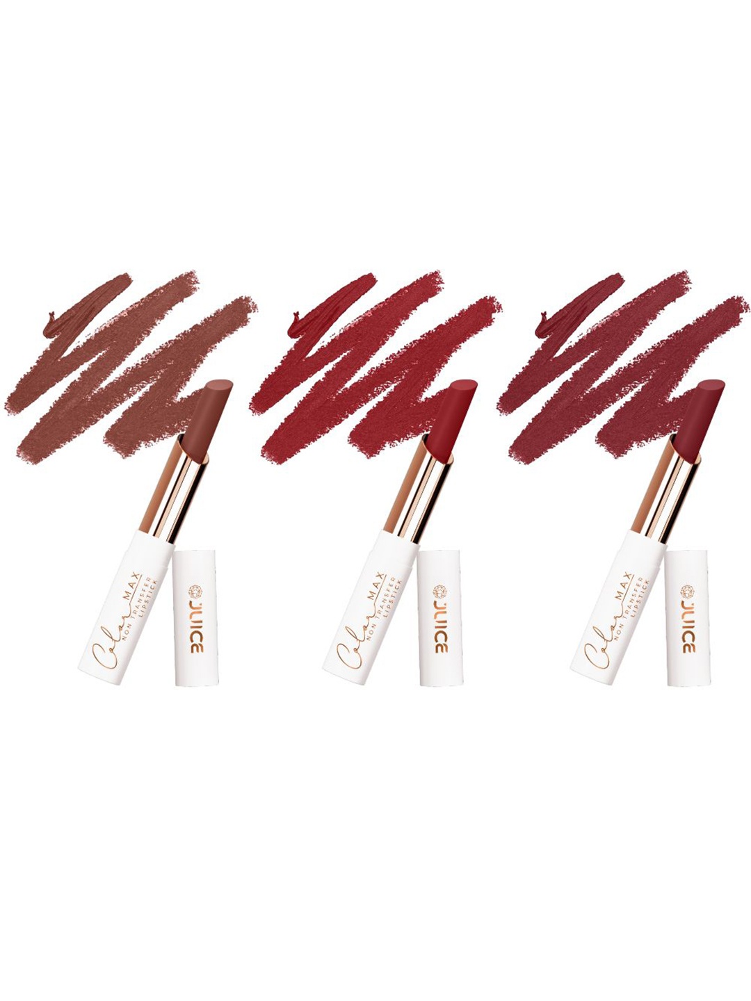 

JUICE Set Of 3 Color Max Non Transfer Lipstick- Shade- M02- M06- M07, Maroon