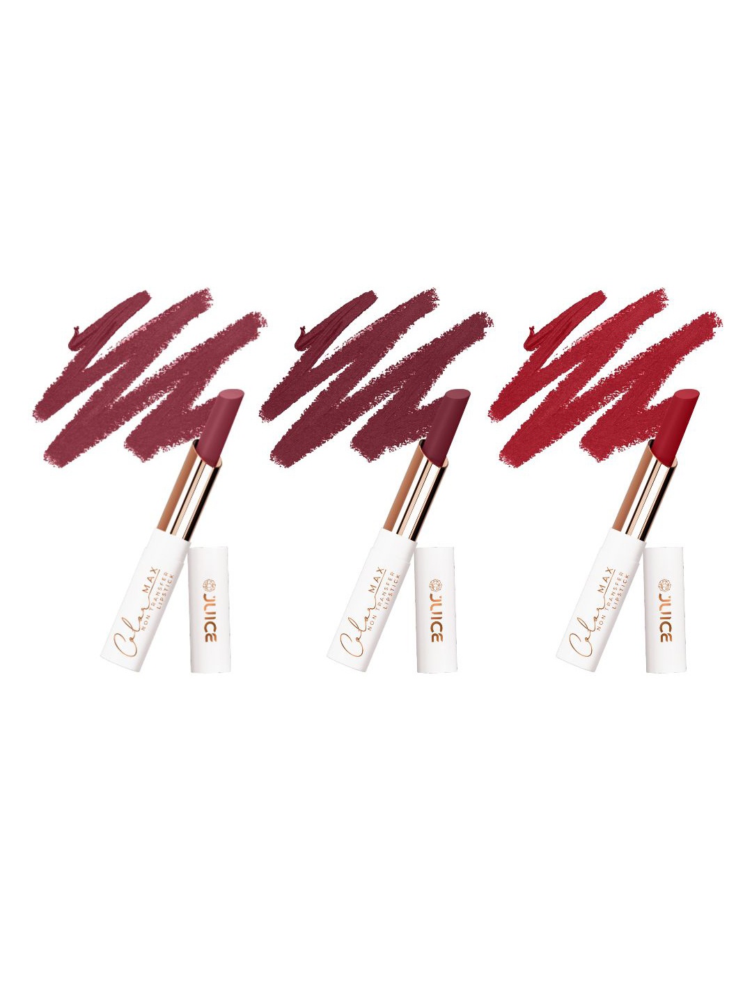 

JUICE Set Of 3 Color Max Non-Transfer Lipsticks - M01 - M21 - M22, Red