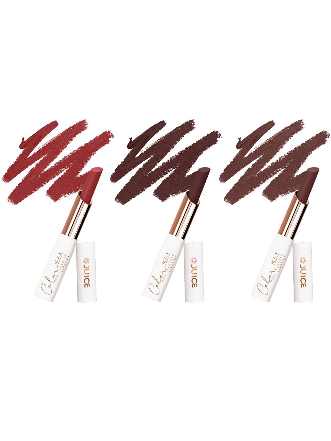 

JUICE Set Of 3 Color Max Non Transfer Lipstick- Shade- M03- M10- M11, Brown