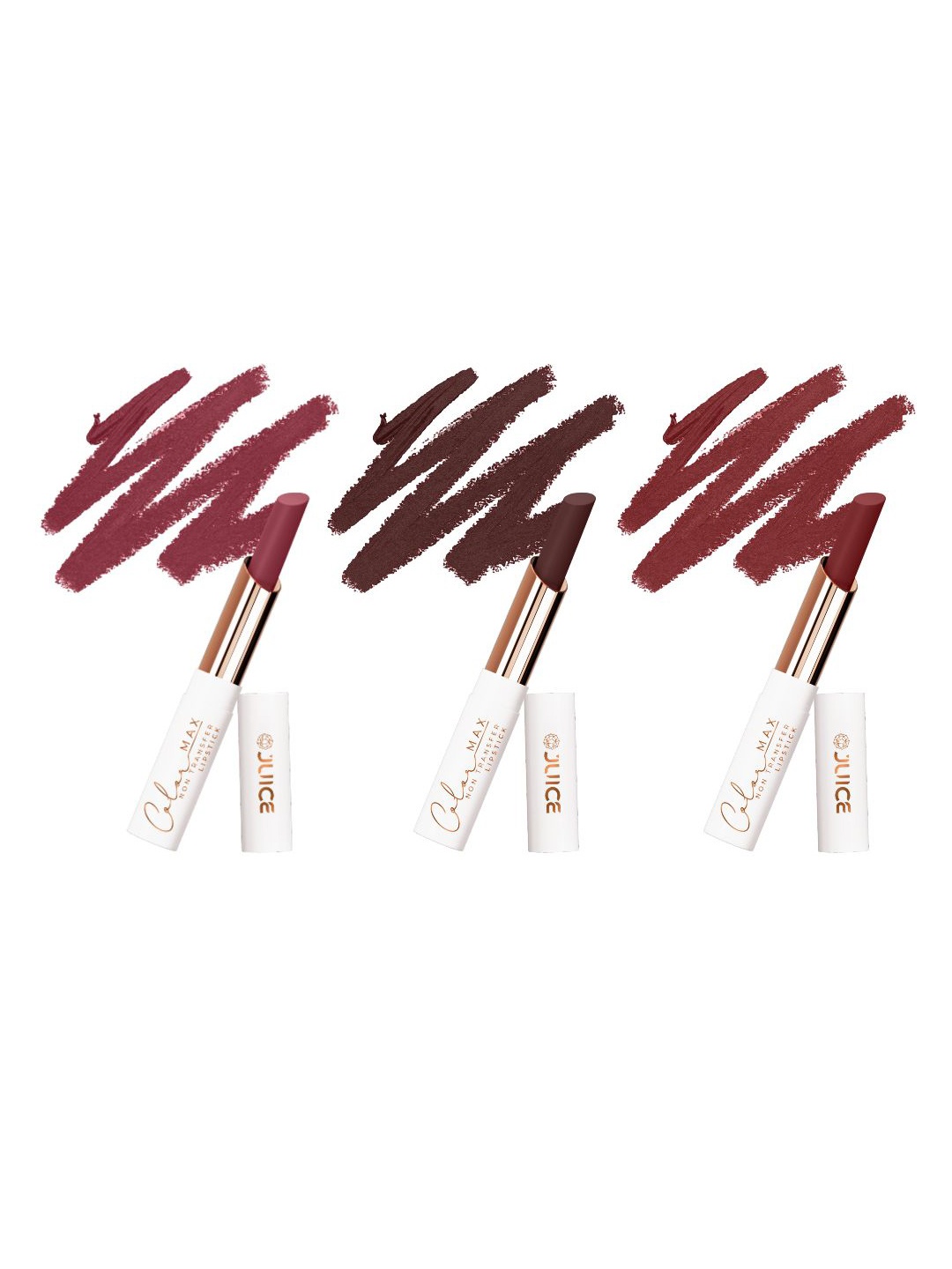 

JUICE Set Of 3 Color Max Transfer-Proof Lipsticks - M01 - M09 - M10, Brown