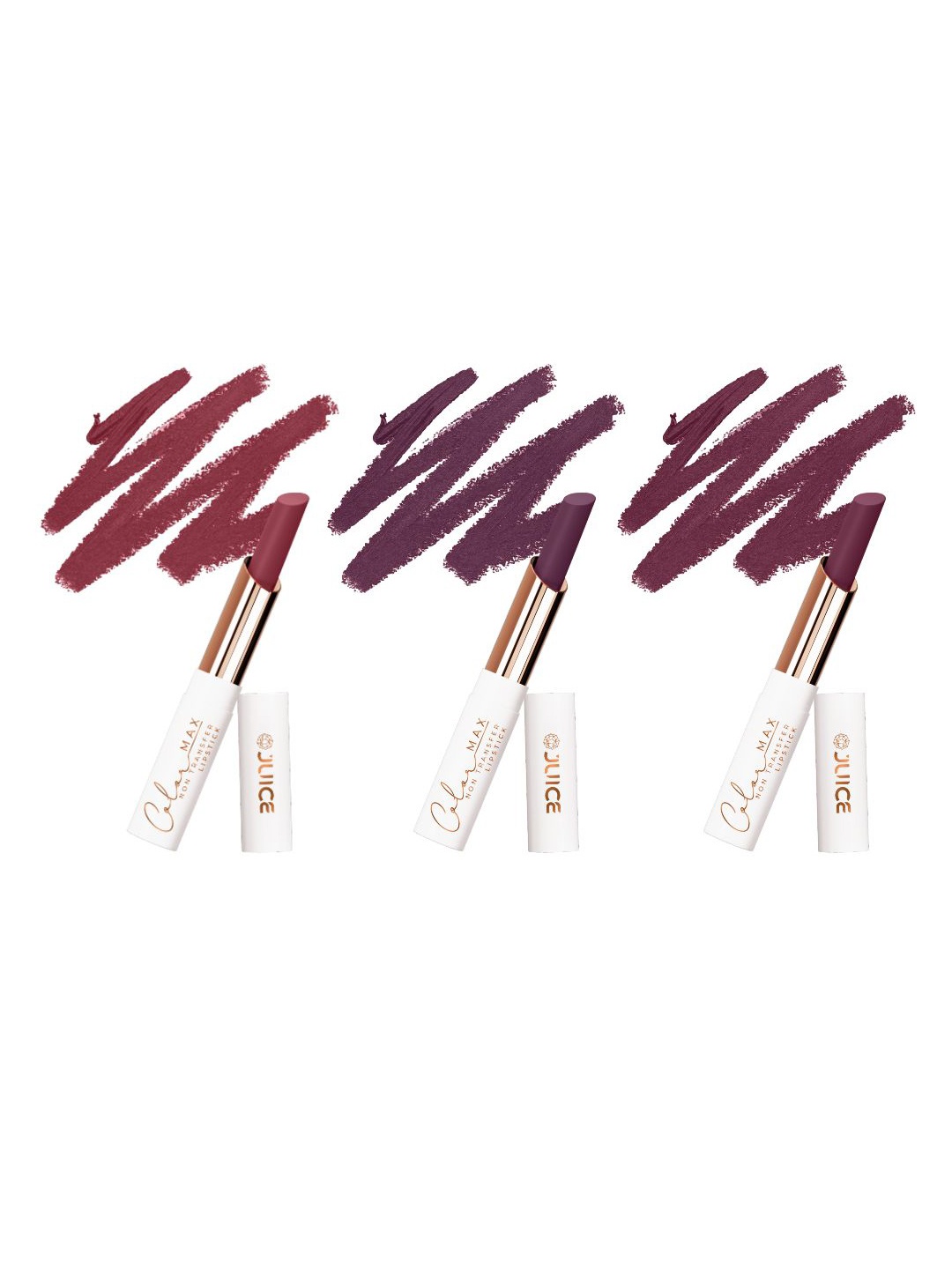 

JUICE Set Of 3 Color Max Non Transfer Lipstick- Shade- M01- M13- M14, Purple