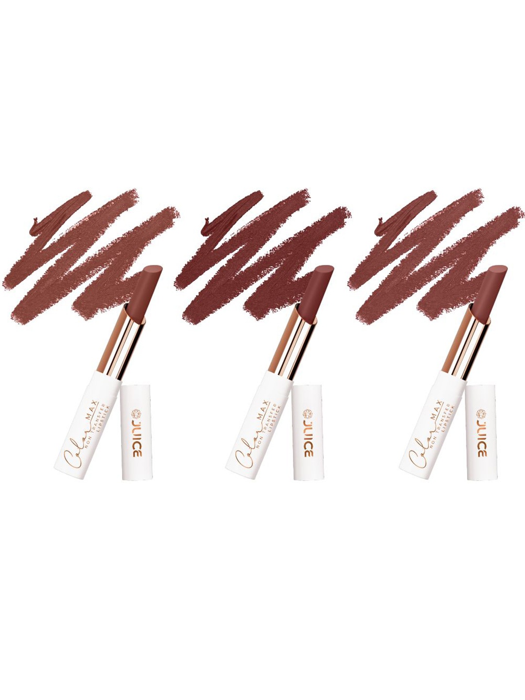 

JUICE Set Of 3 Color Max Non-Transfer Lipsticks - M02 - M23 - M24, Brown