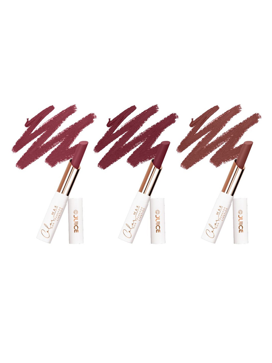 

JUICE Set Of 3 Color Max Non-Transfer Lipsticks - M01 - M22 - M23, Maroon
