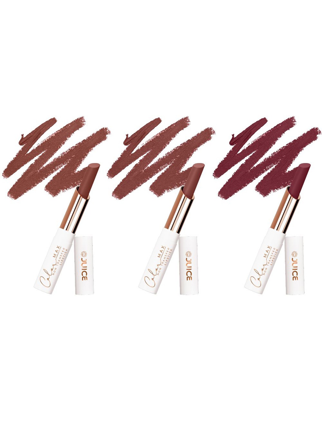 

JUICE Set Of 3 Color Max Non Transfer Lipstick- Shade- M02- M22- M23, Brown