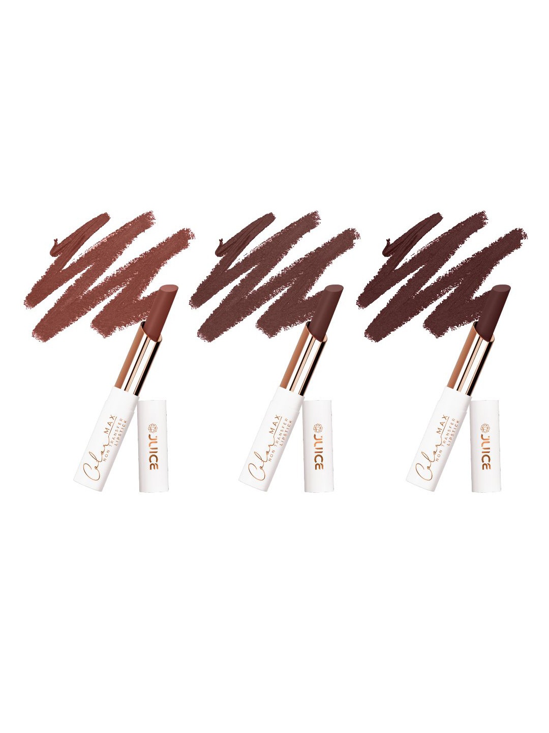 

JUICE Set Of 3 Color Max Non Transfer Lipstick- Shade- M02- M10- M11, Brown