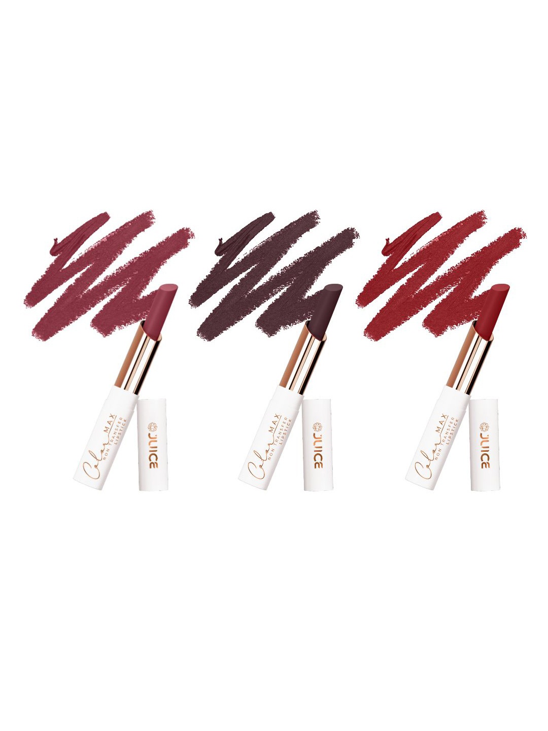 

JUICE Set Of 3 Color Max Non-Transfer Lipsticks - M01 - M07 - M08, Red
