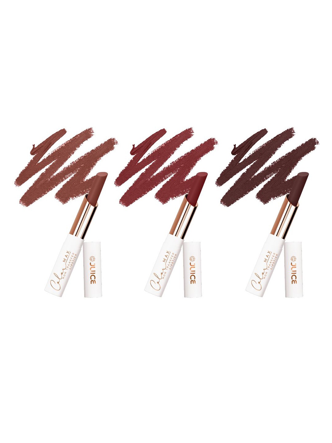 

JUICE Set Of 3 Color Max Non-Transfer Lipsticks - M02 - M09 - M10, Brown