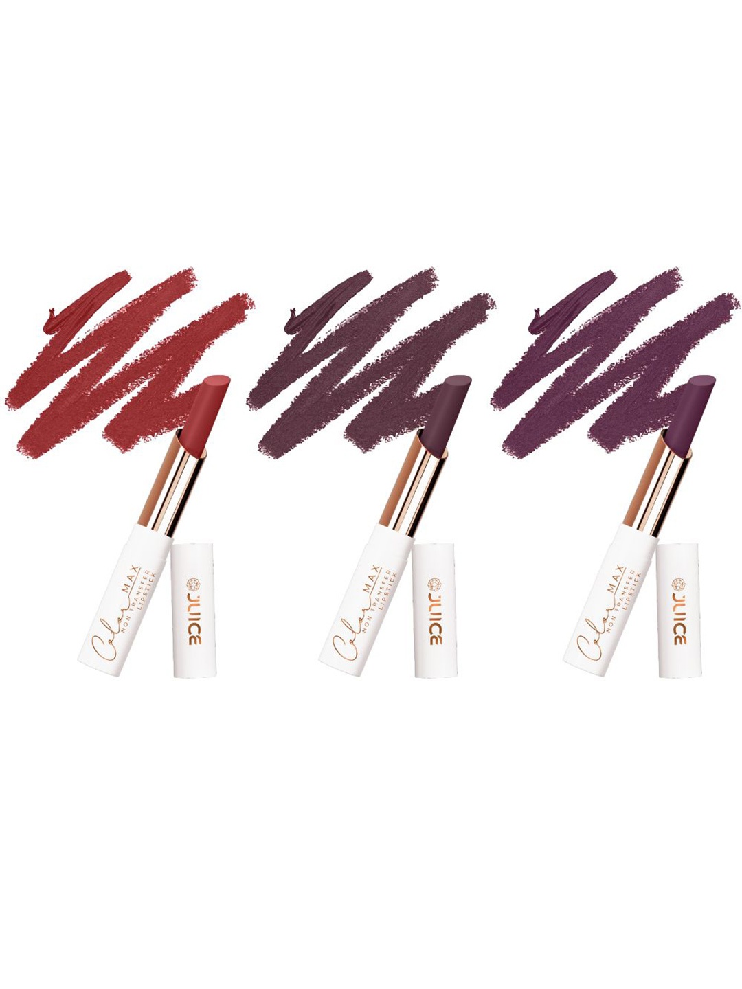 

JUICE Set Of 3 Color Max Transfer-Proof Lipsticks - M03 - M14 - M15, Purple