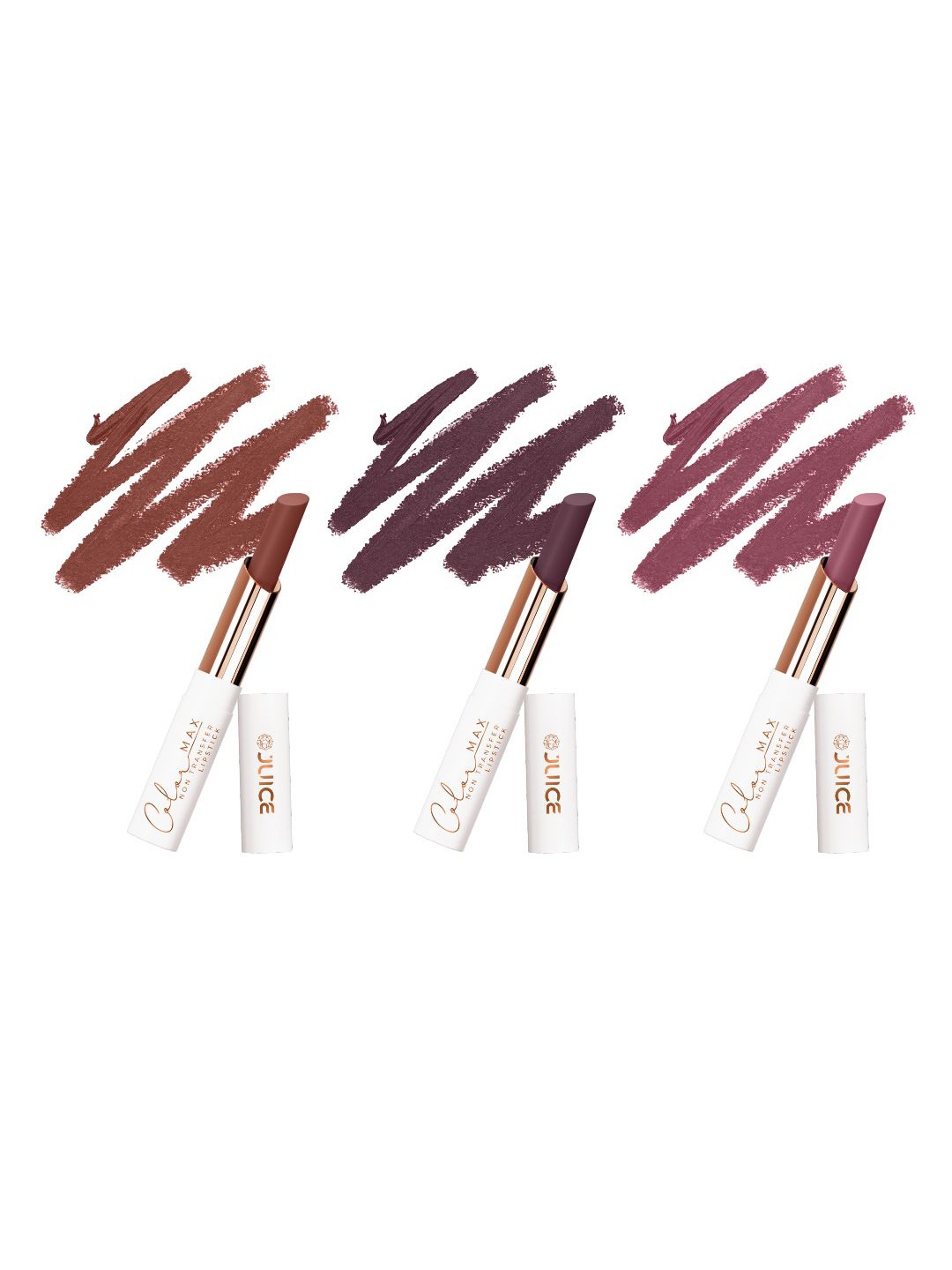 

JUICE Set Of 3 Color Max Non-Transfer Lipsticks - M02 - M15 - M16, Purple