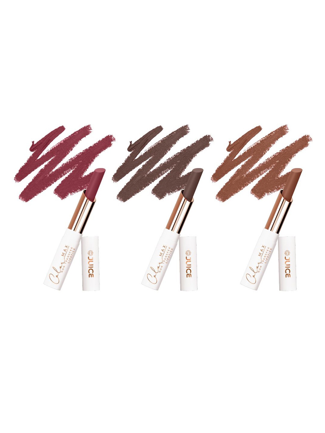 

JUICE Set Of 3 Color Max Non Transfer Lipstick- Shade- M01- M18- M19, Brown