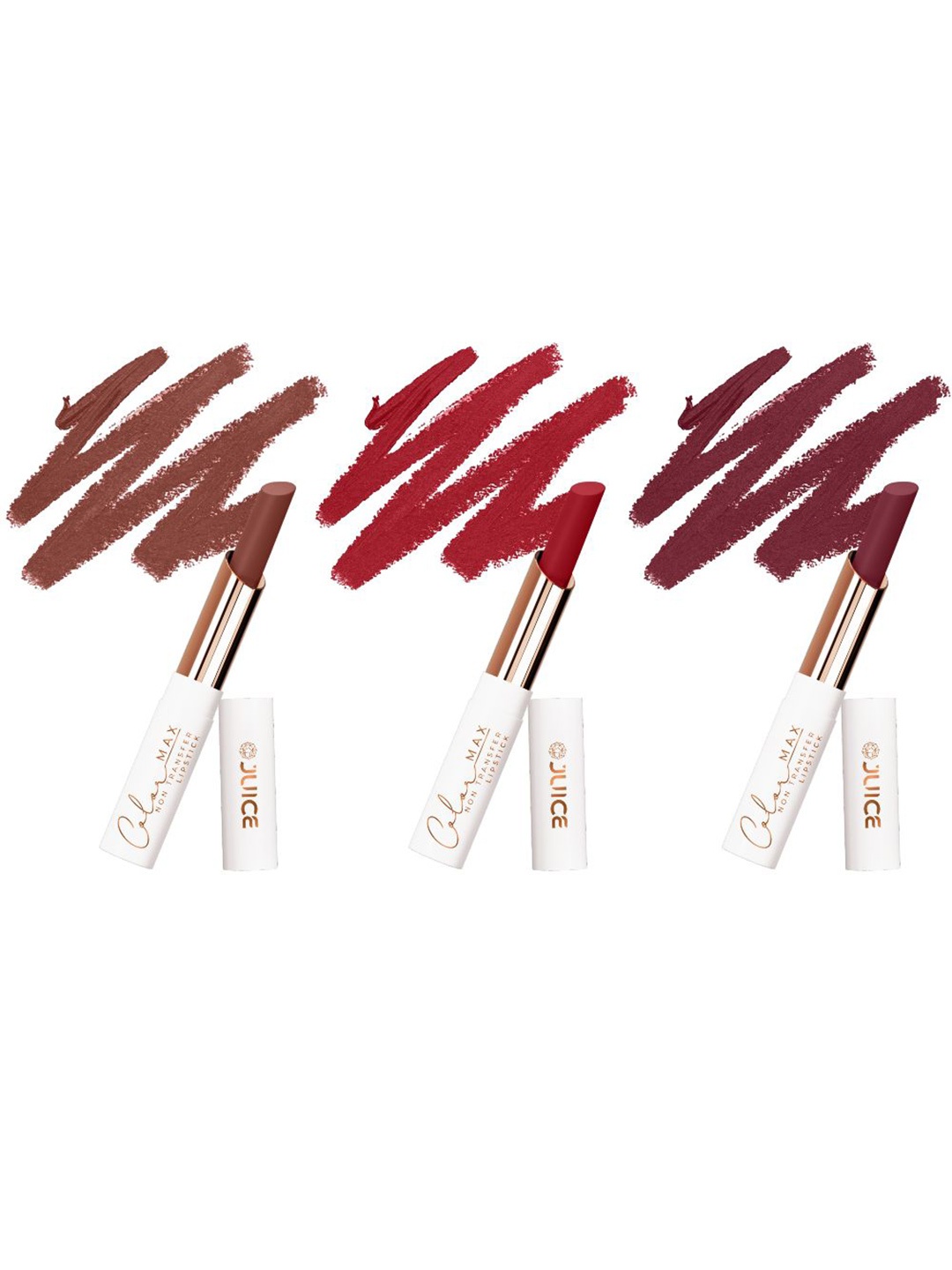 

JUICE Set Of 3 Color Max Non Transfer Lipstick- Shade- M02- M21- M22, Red