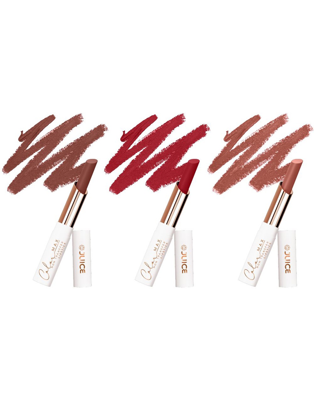 

JUICE Set Of 3 Color Max Transfer-Proof Lipsticks - M02 - M20 - M21, Red