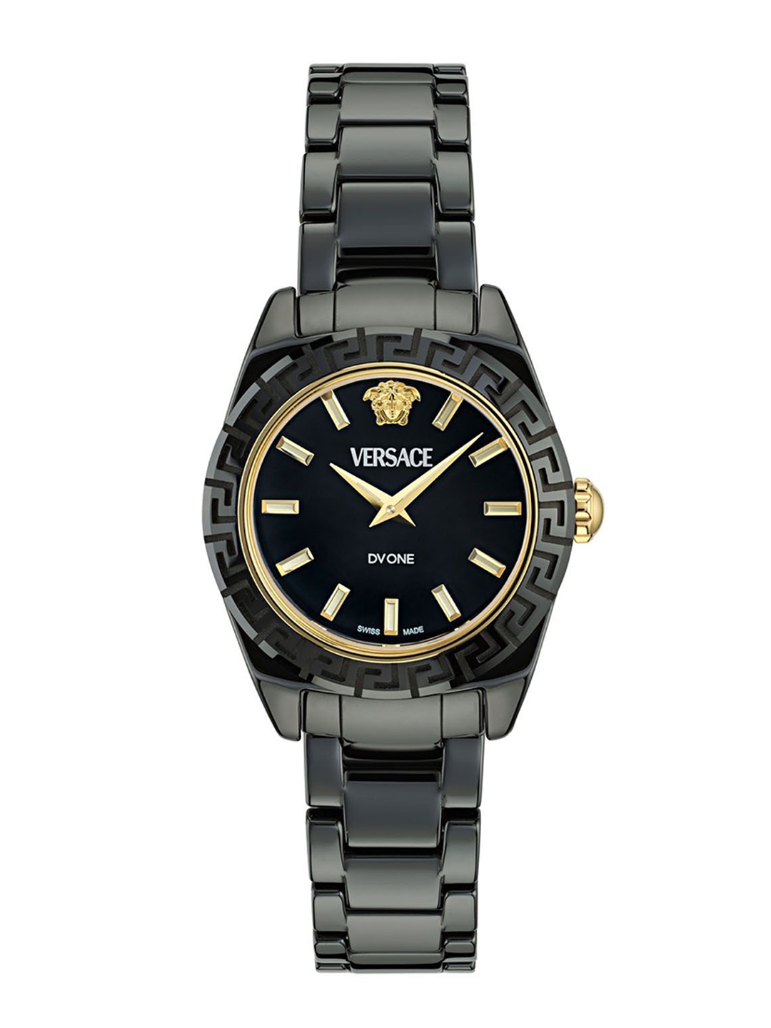 

Versace Women Embellished Dial & Bracelet Style Straps Analogue Watch VE9F00124, Black