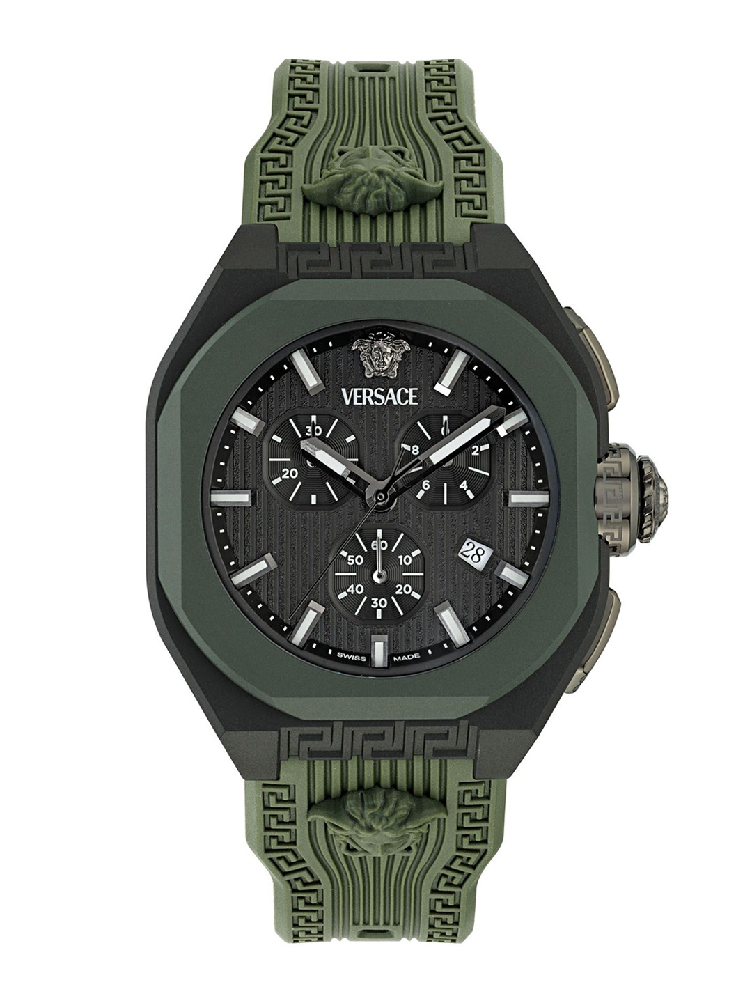 

Versace Men V-Legend Chr Patterned Dial Analogue Watch VE9L00324, Black