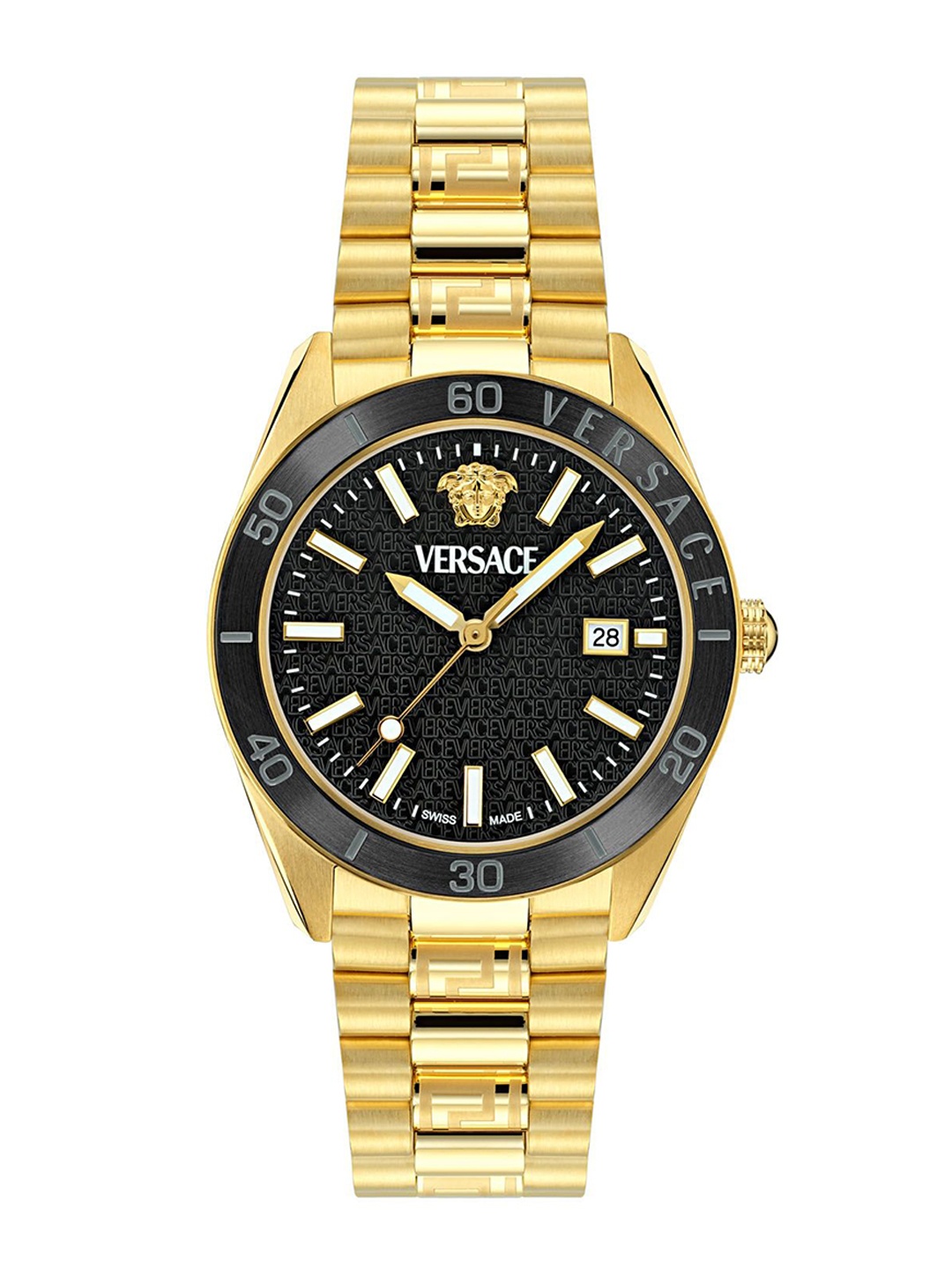 

Versace Men Dial & Stainless Steel Bracelet Style Straps Analogue Watch VE8E00624, Black