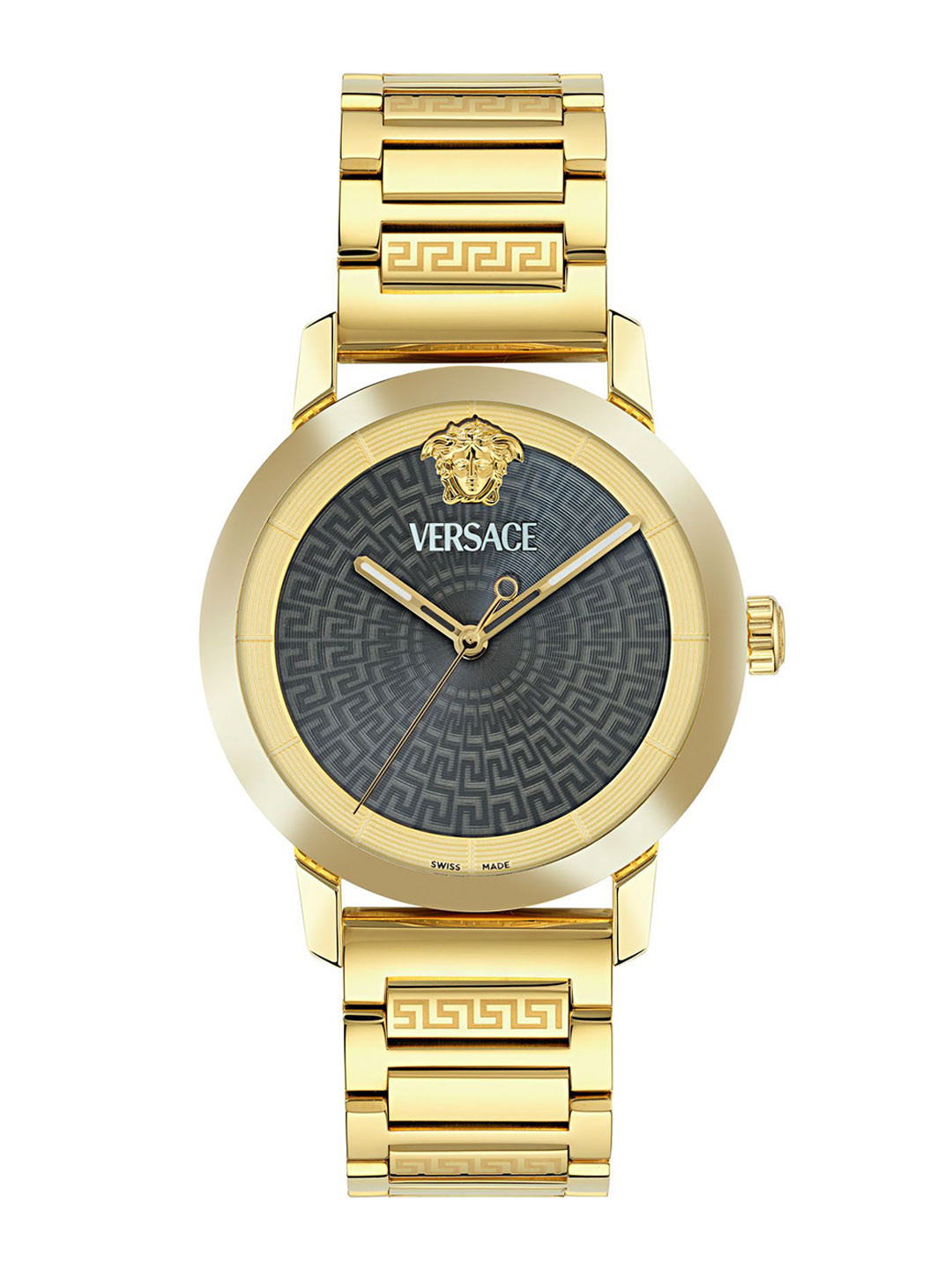 

Versace V-Helix Men Embellished Stainless Steel Bracelet Straps Analogue Watch VE9G00524, Black
