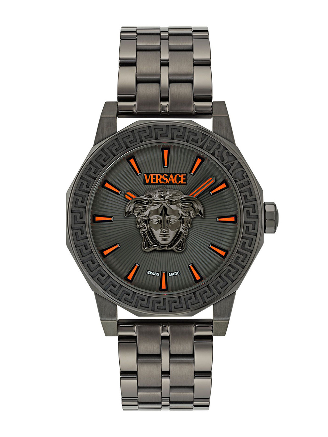 

Versace Men Medusa Deco Gent Printed Dial & Bracelet Style Straps Analogue Watch VE9I00524, Grey