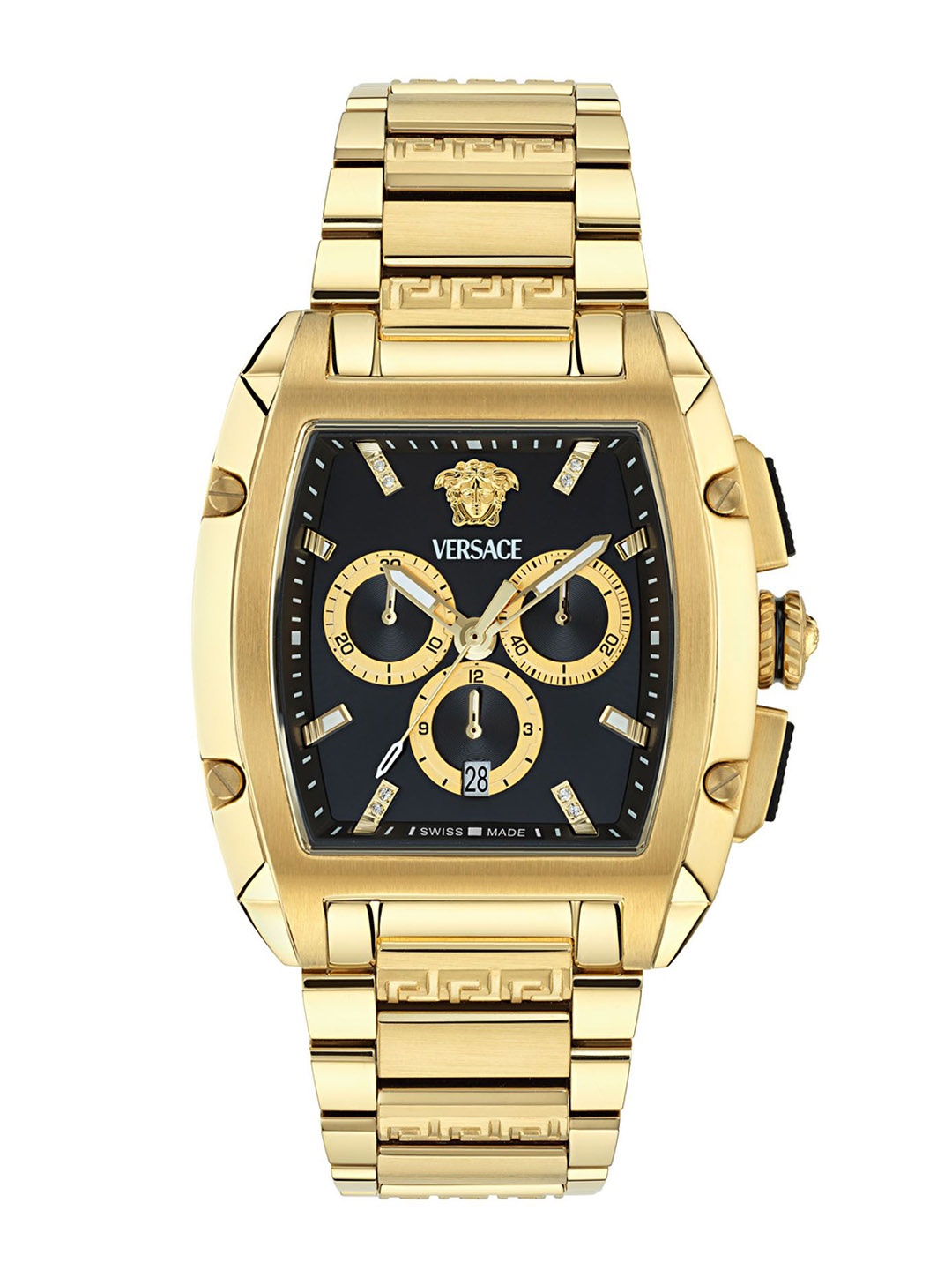 

Versace Men Dominus Dial & Stainless Steel Bracelet Style Straps Analogue Watch VE6H00824, Black