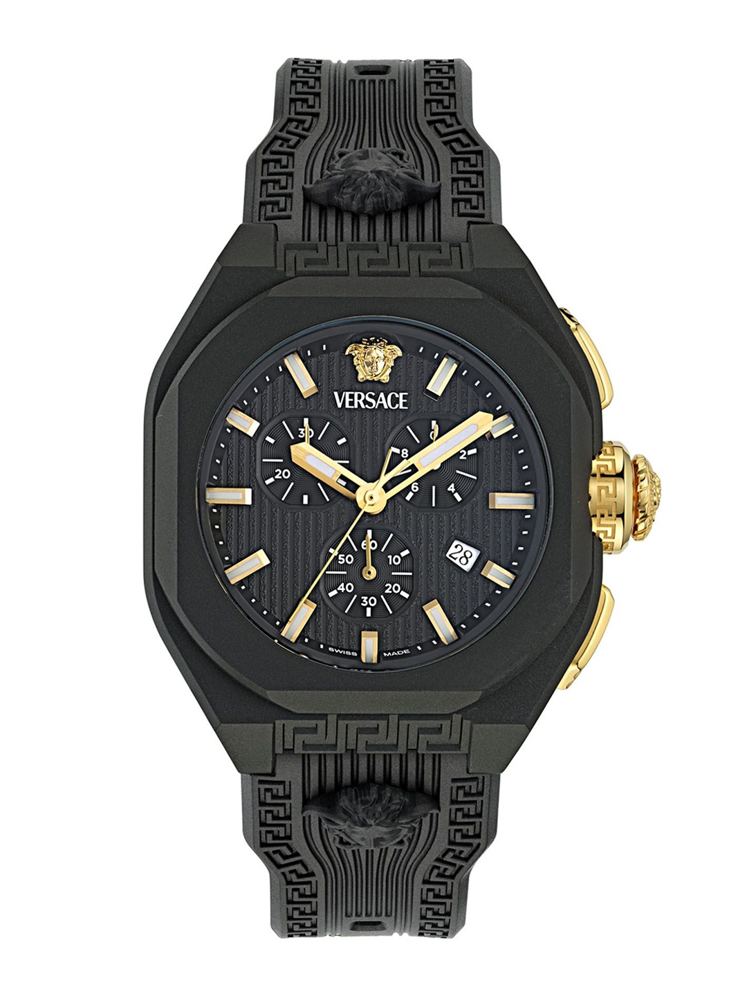 

Versace V-Legend Chr Men Patterned Dial & Wrap Around Straps Analogue Watch VE9L00124, Black