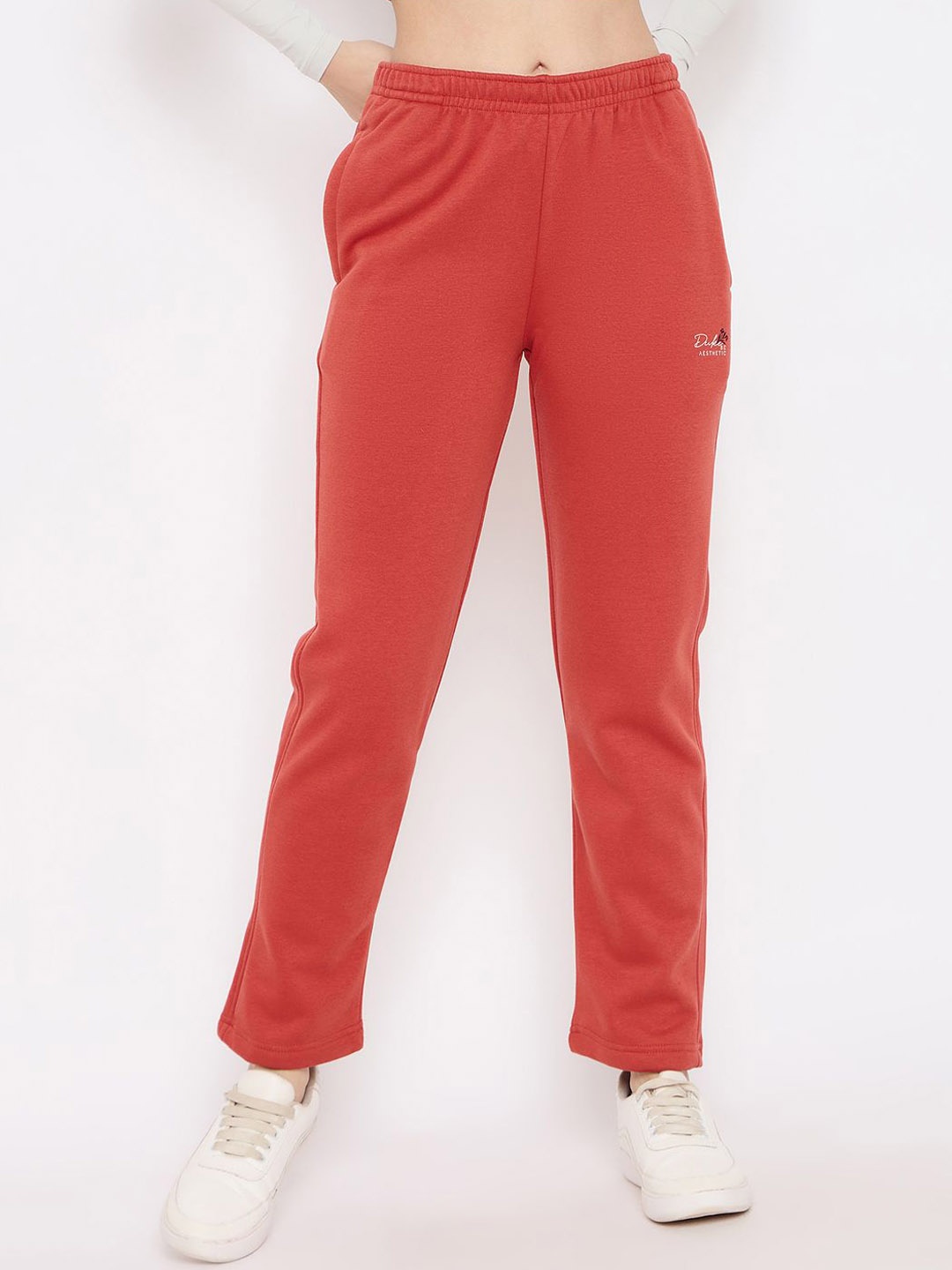 

Duke Women Cotton Fleece Regular Track Pants, Red