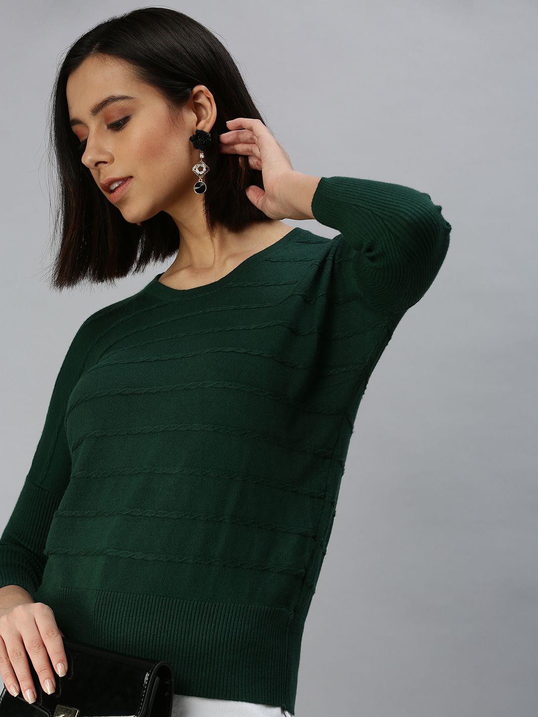 

SHOWOFF Women Self Design Top, Green
