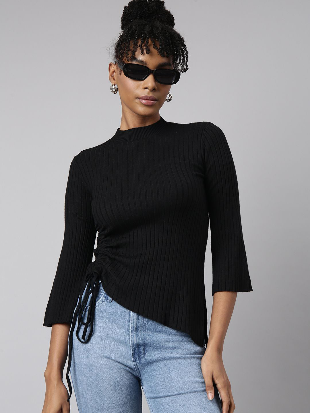 

SHOWOFF Women Bell Sleeve Crop Top, Black