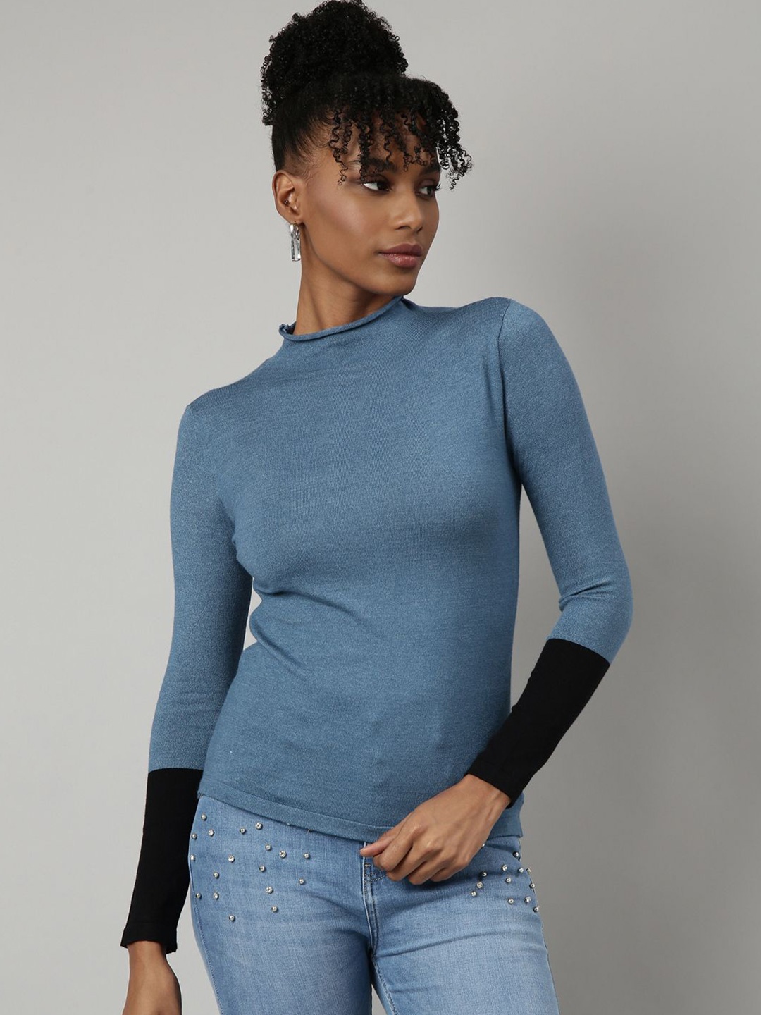 

SHOWOFF Women Long Sleeves Fitted Top, Blue