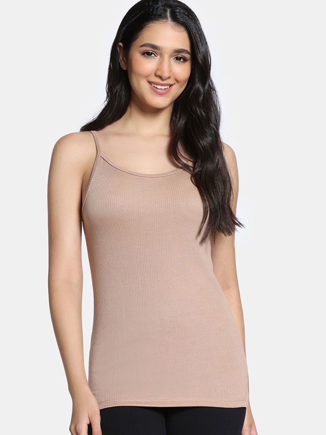 

Zivame Women Non Padded Ribbed Camisoles, Beige